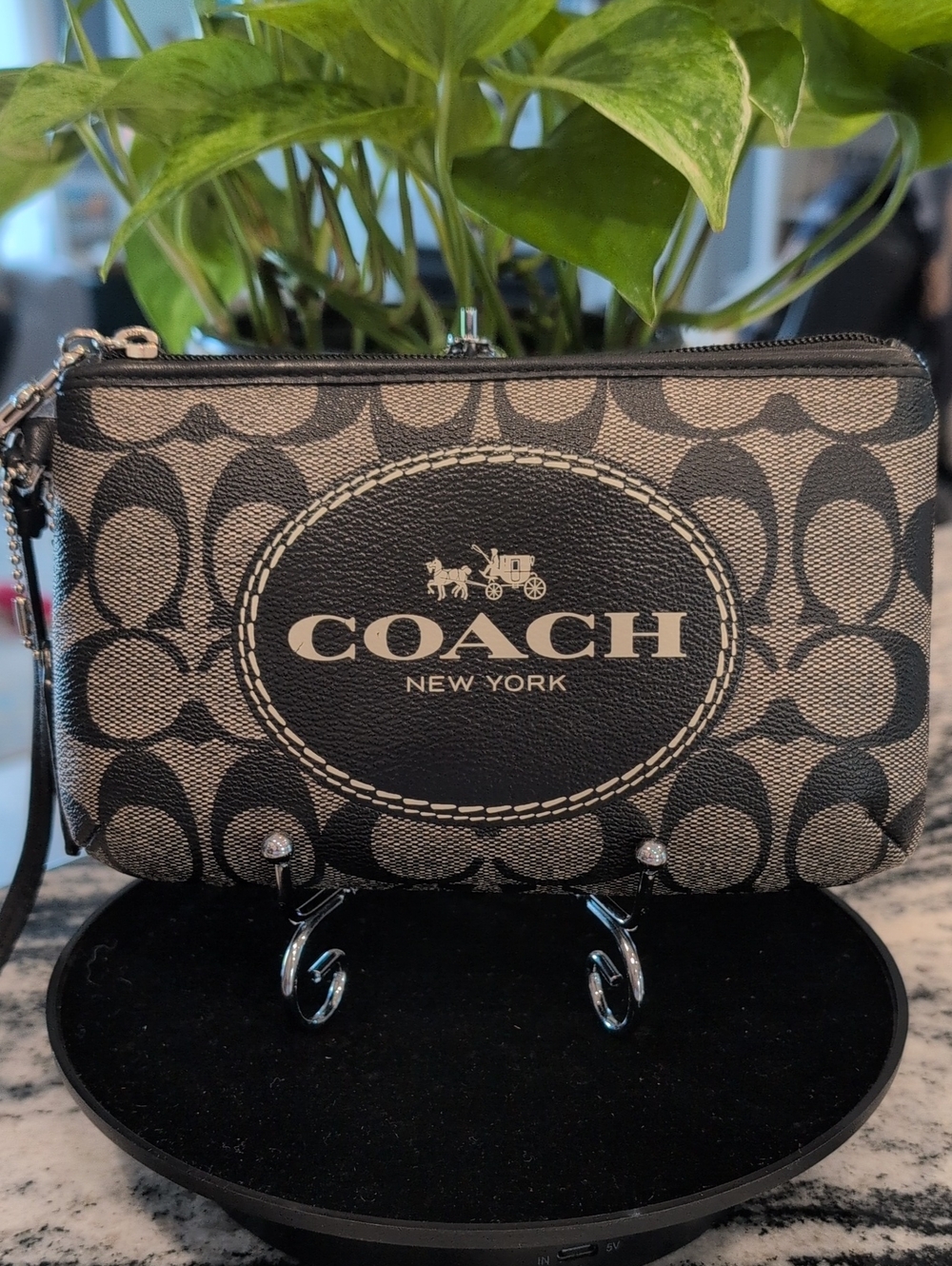 COACH Signature Canvas Horse & Carriage Wristlet
